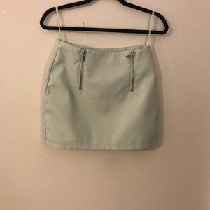 Mint Green Leather Skirt